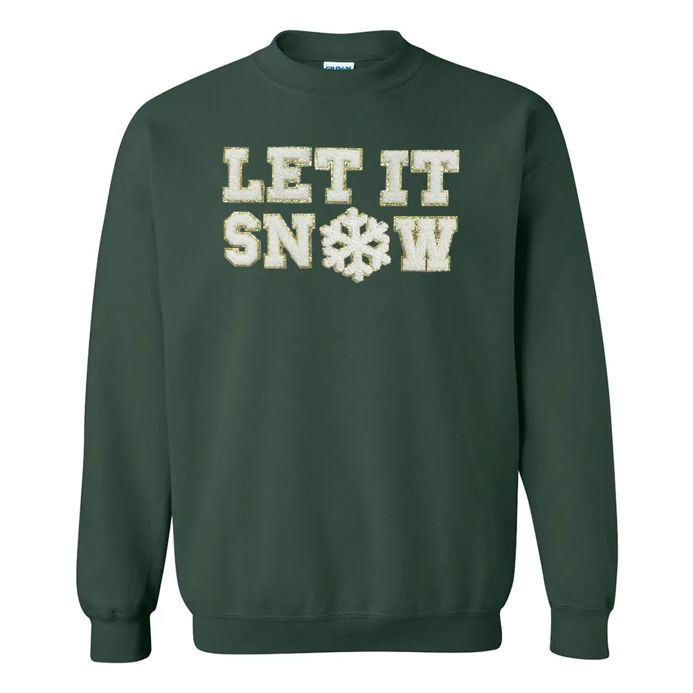 Let It Snow Letter Patch Crewneck Sweatshirt