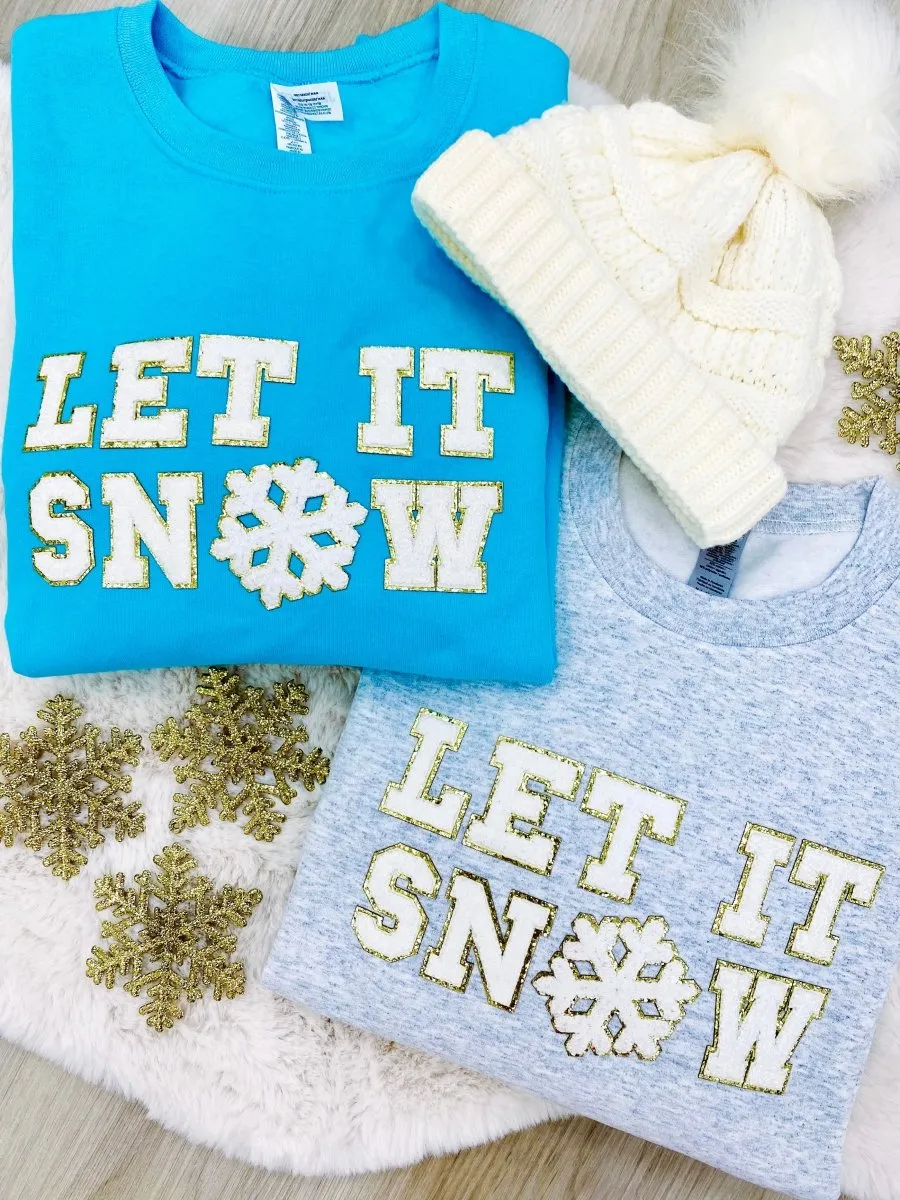 Let It Snow Letter Patch Crewneck Sweatshirt