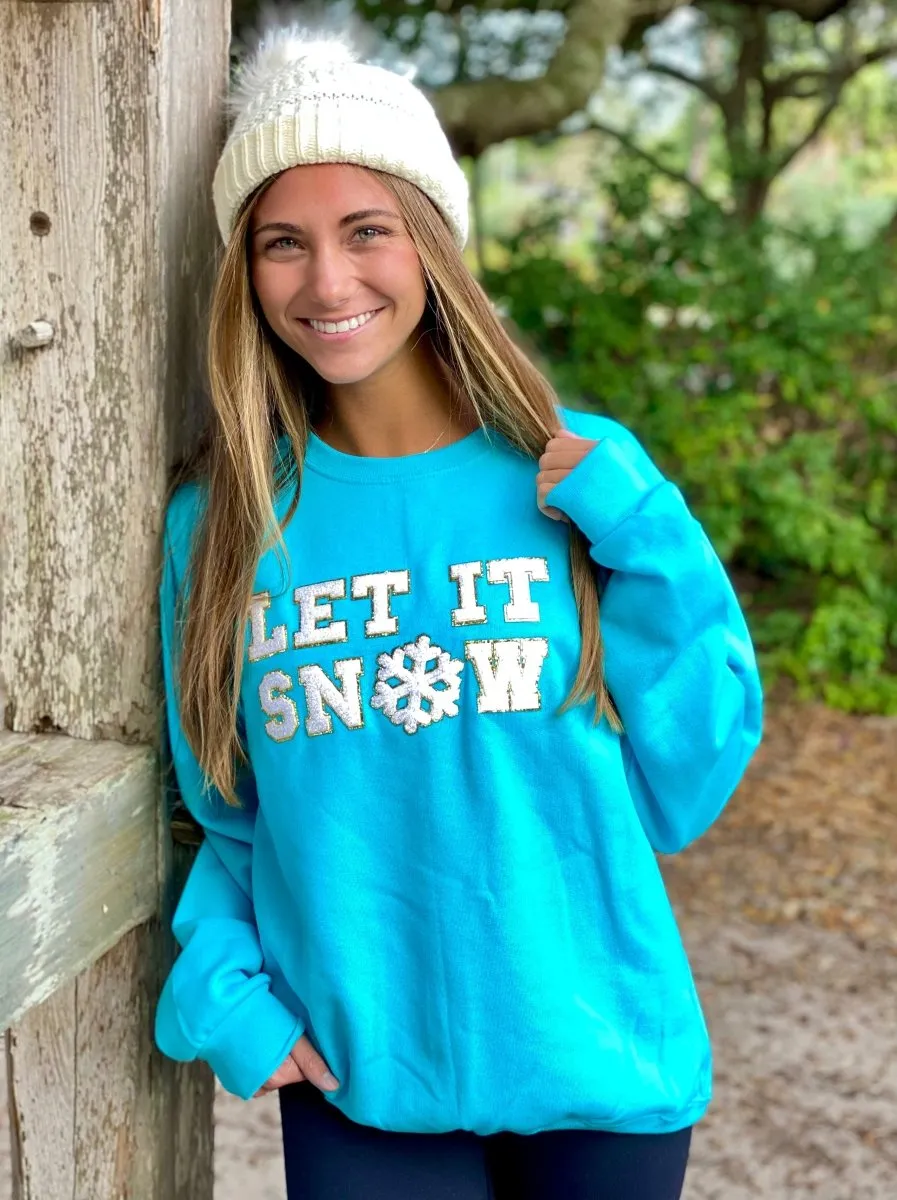 Let It Snow Letter Patch Crewneck Sweatshirt