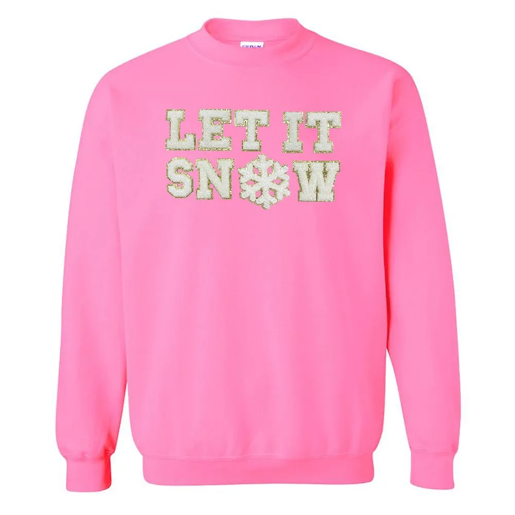 Let It Snow Letter Patch Crewneck Sweatshirt