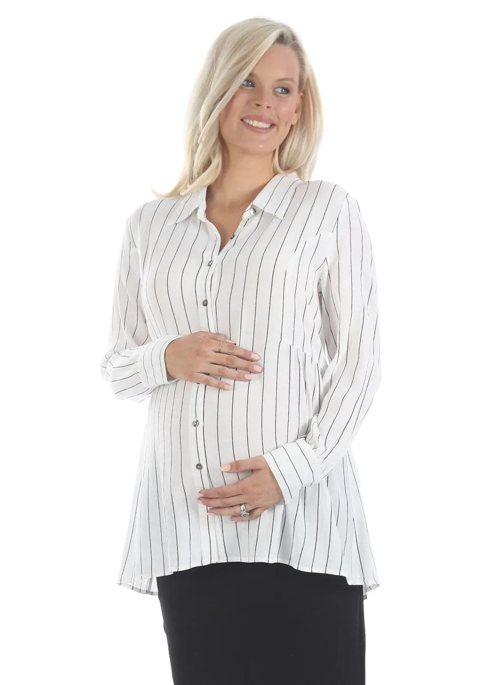 Maternity Striped Work Shirt