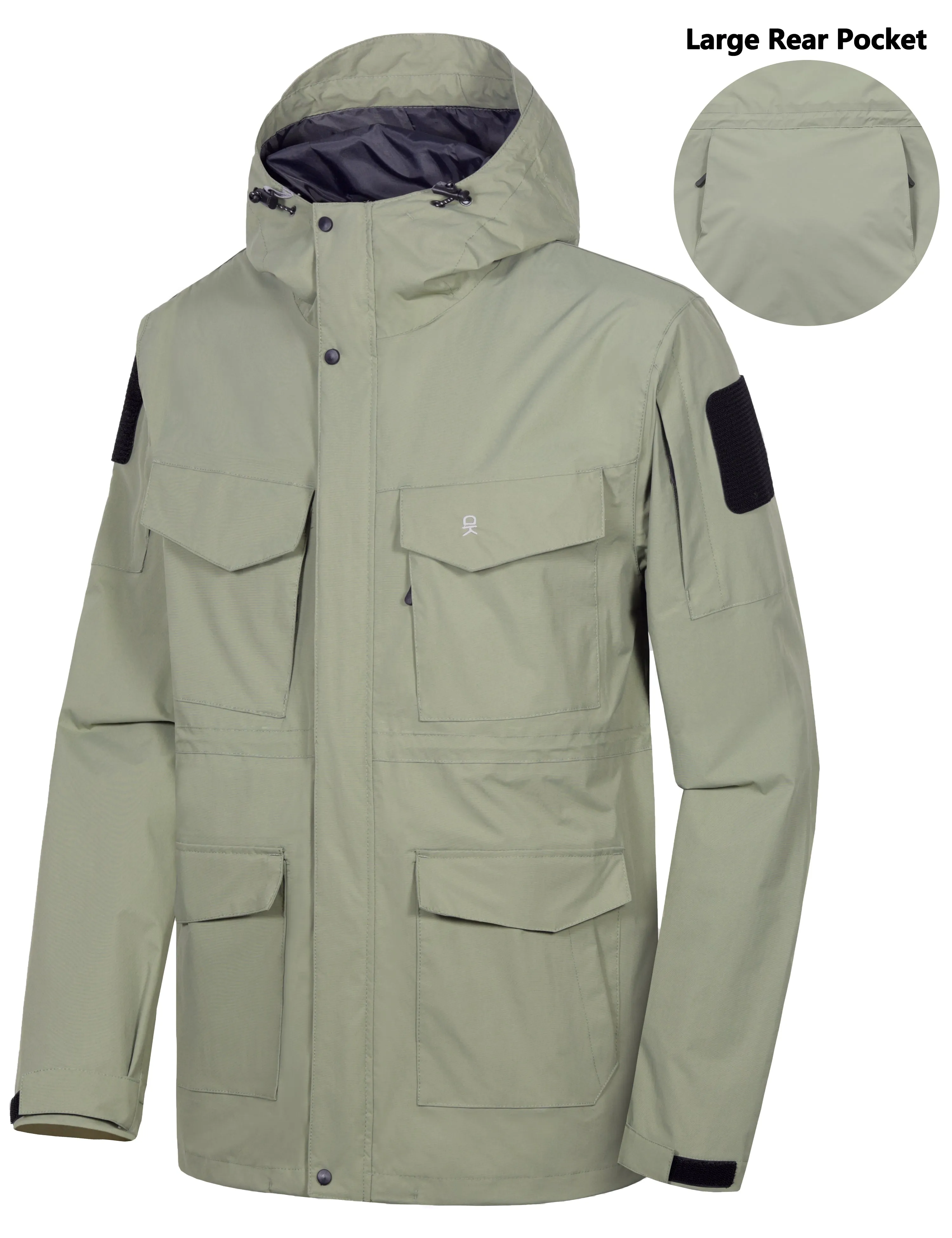 Men's Lightweight  Waterproof Large Pockets Rain Jacket