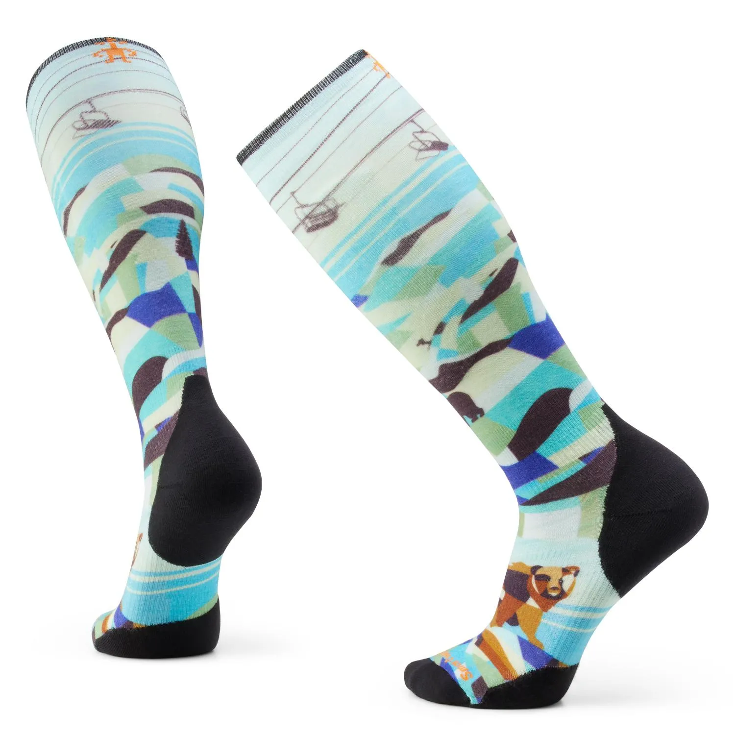 Mens Ski Targeted Cushion Bear Country Print Socks