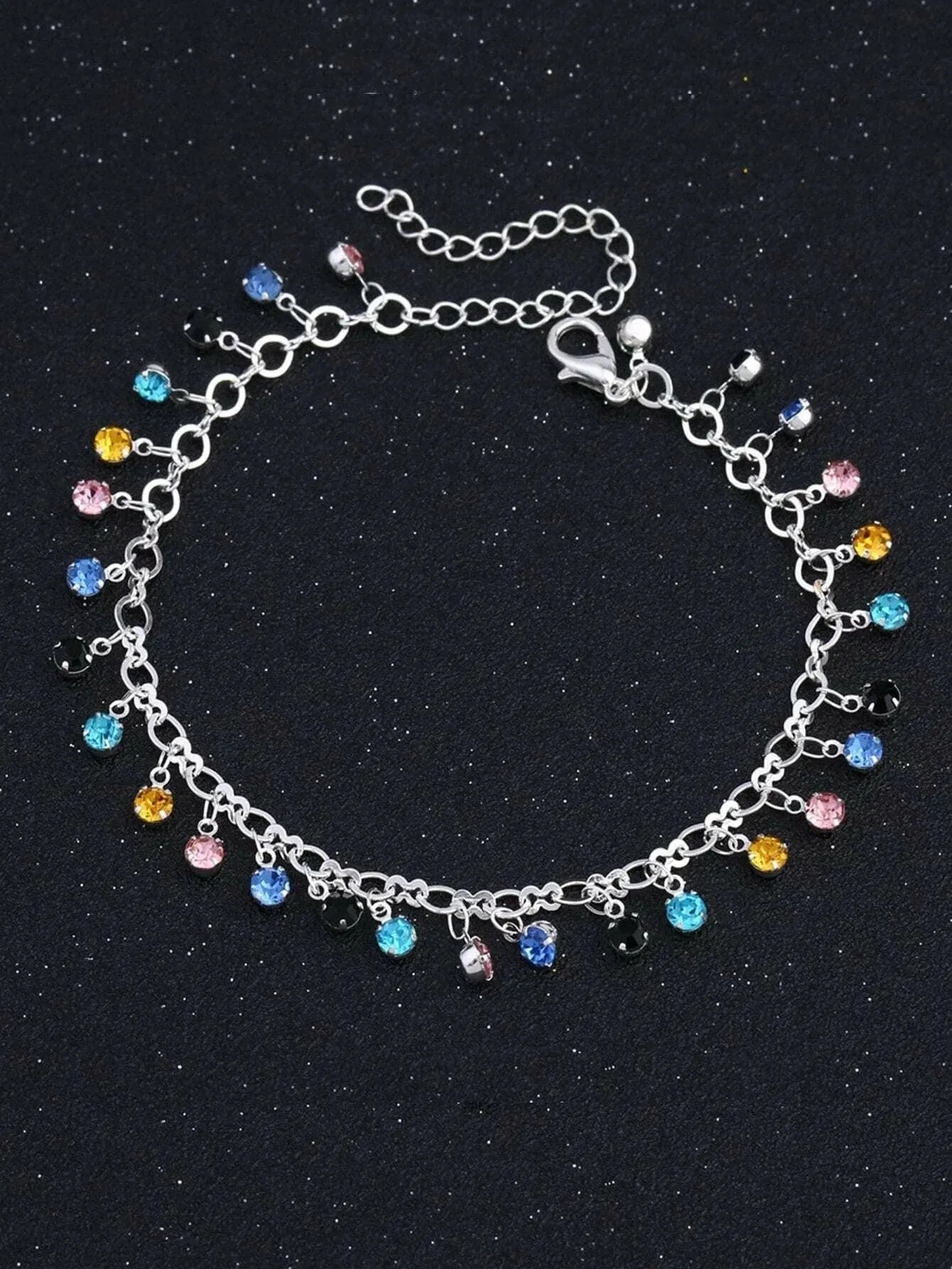 Mixed Rhinestone Charm Chain Anklet Ankle Bracelet