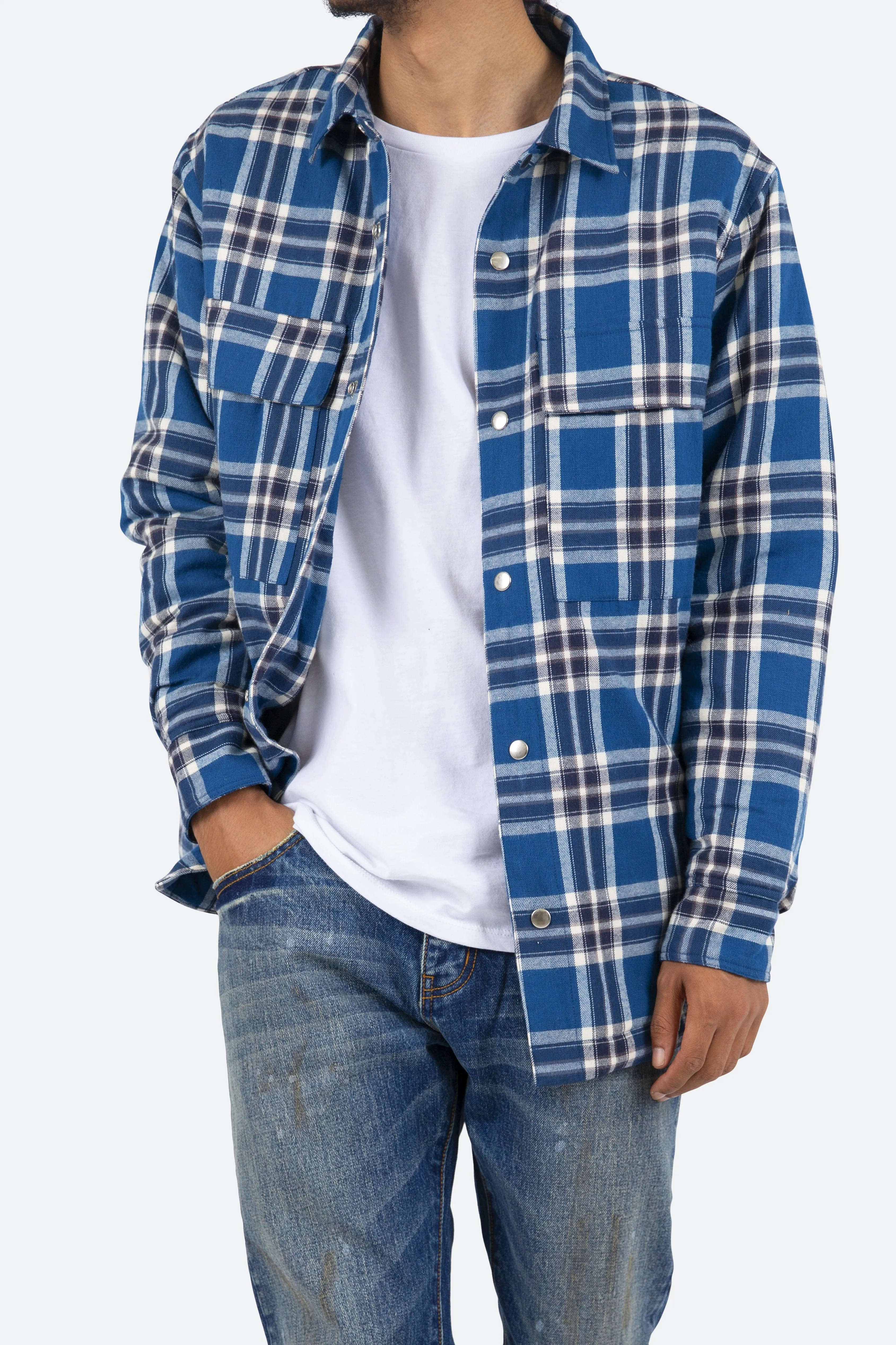 Plaid Work Jacket - Blue/White