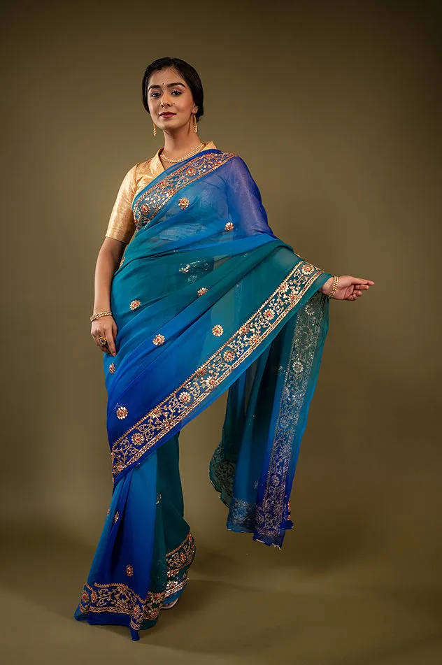 Pure Chiffon Gotapatti Work Saree