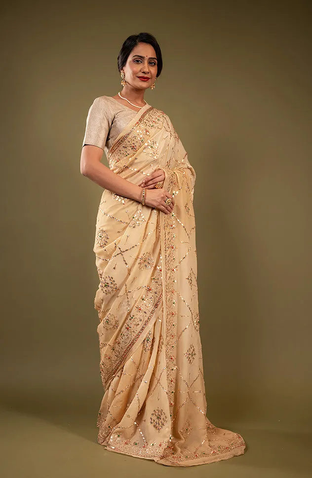 Pure Chiffon Gotapatti Work Saree