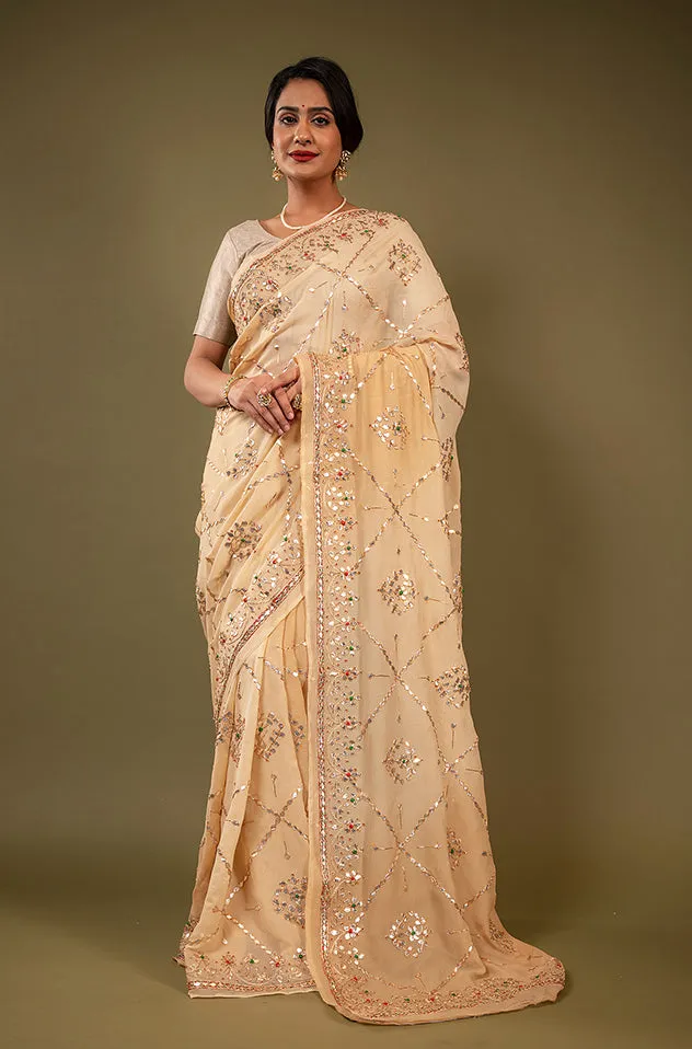 Pure Chiffon Gotapatti Work Saree