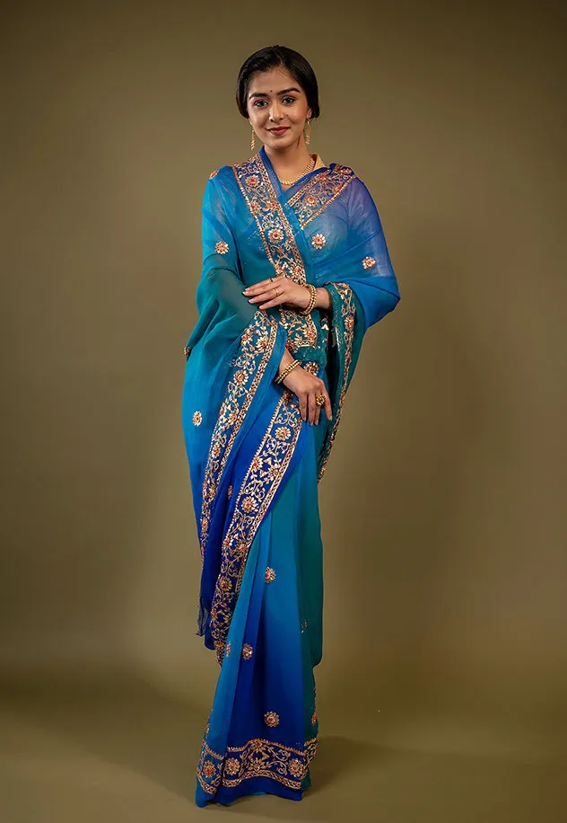 Pure Chiffon Gotapatti Work Saree