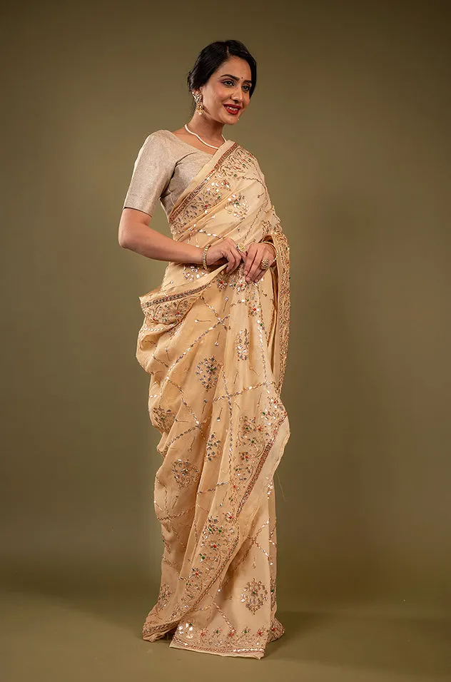 Pure Chiffon Gotapatti Work Saree