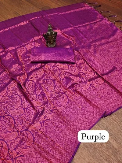 Purple Soft Silk With Jacquard Work Saree