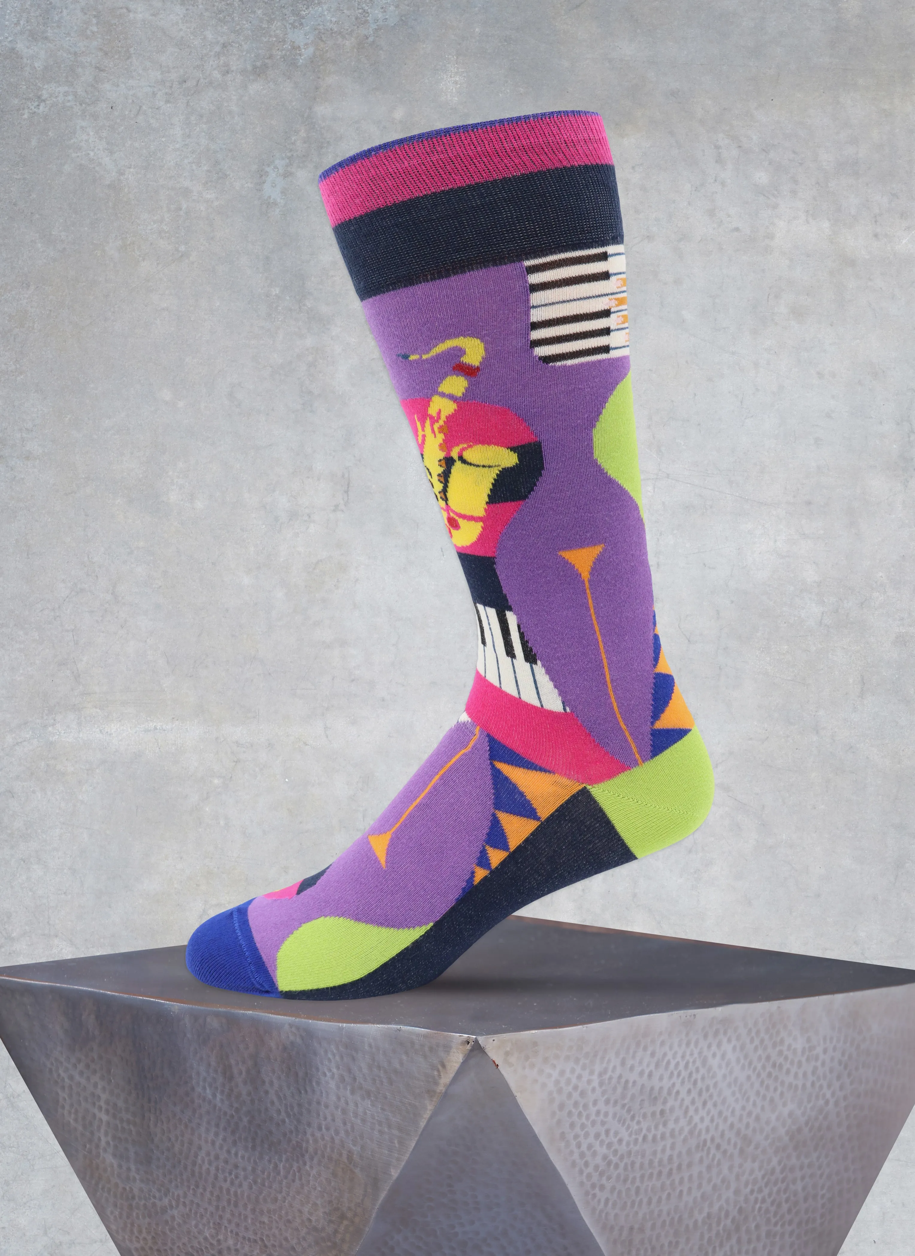 "Bourbon Street" Sock in Black/Purple