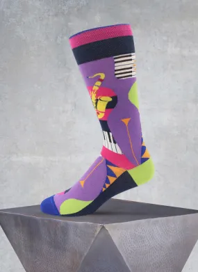 "Bourbon Street" Sock in Black/Purple