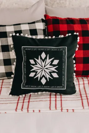 "Let It Snow" Reversible Throw Pillow (Black/White)