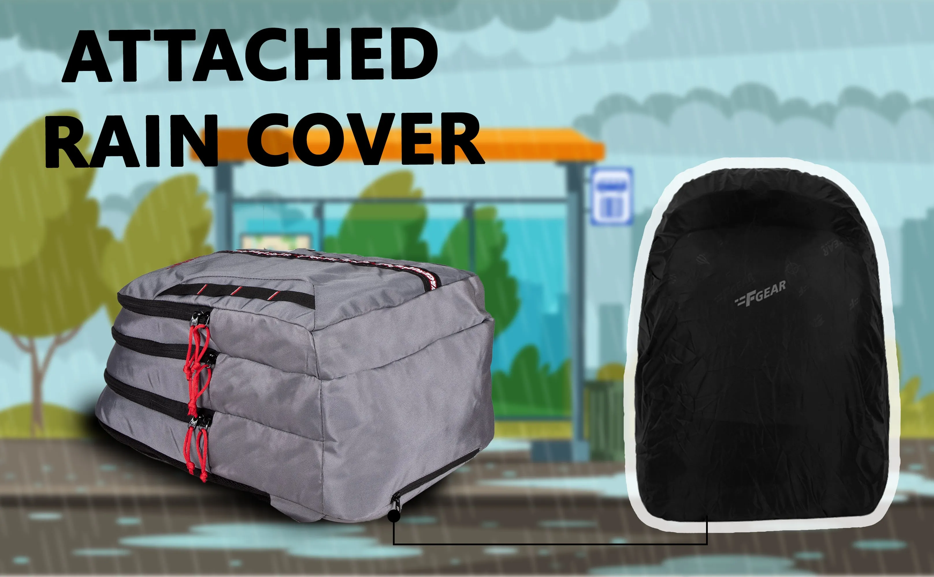 Raider 30L Guc Grey Backpack With Rain Cover