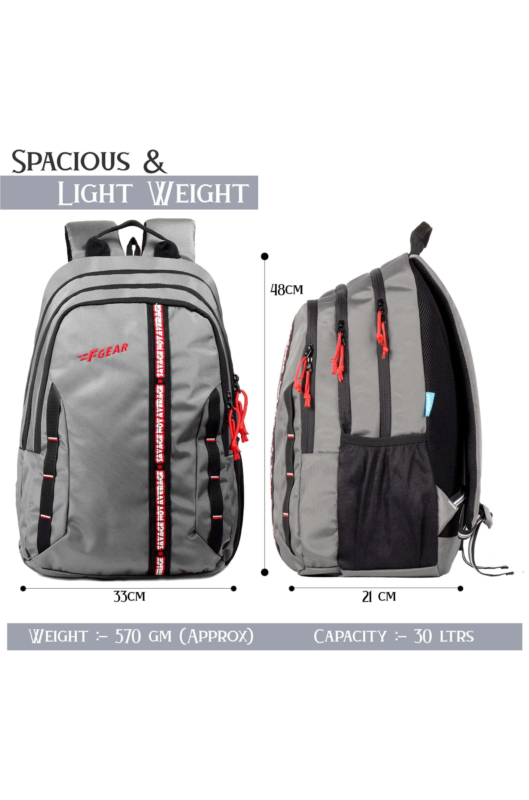 Raider 30L Guc Grey Backpack With Rain Cover