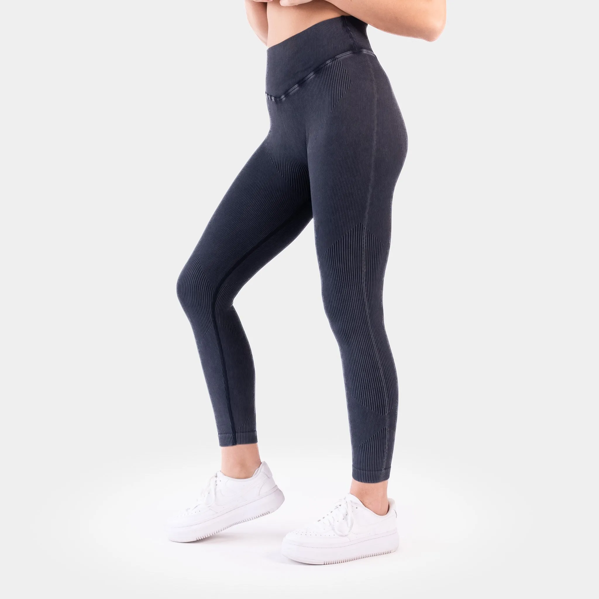 Ribbed Seamless Leggings - Snow Wash Graphite - FINAL SALE