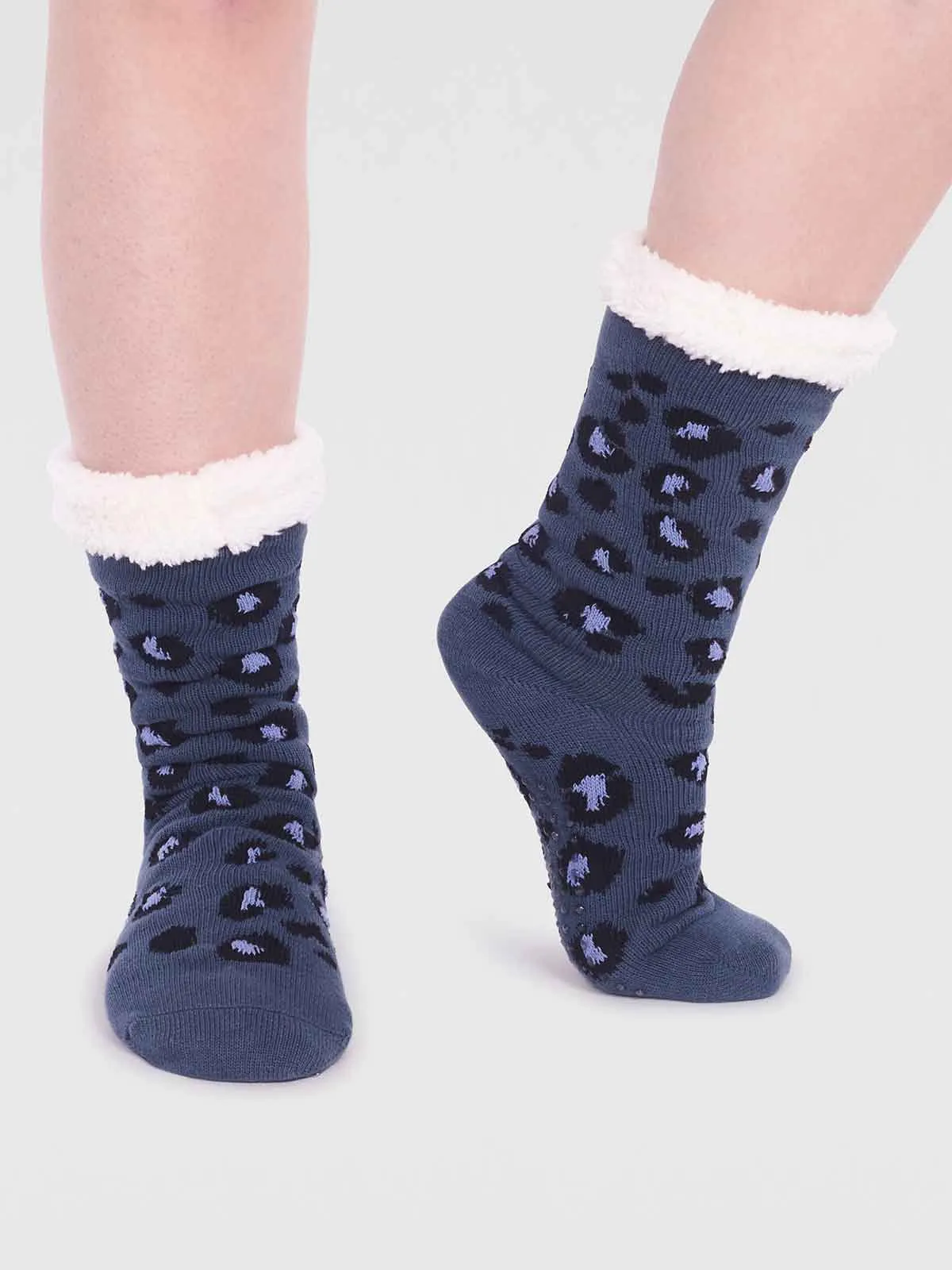 Sabel Organic Cotton Animal Cabin Sock - Slate Blue