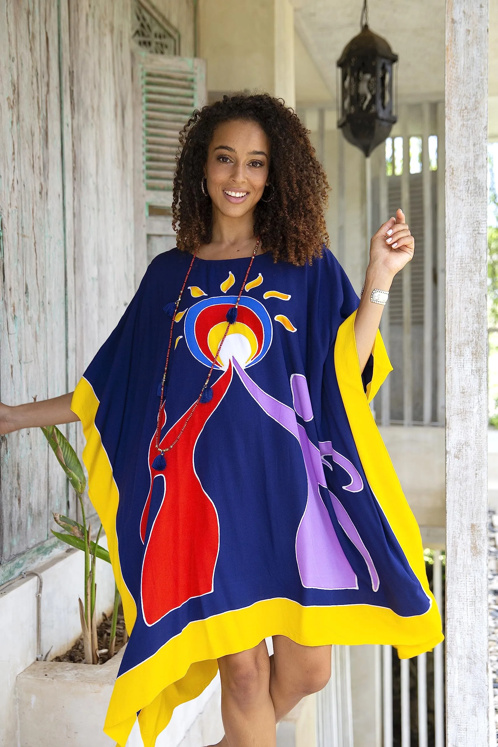 Short Hand Painted Knee Length Caftan