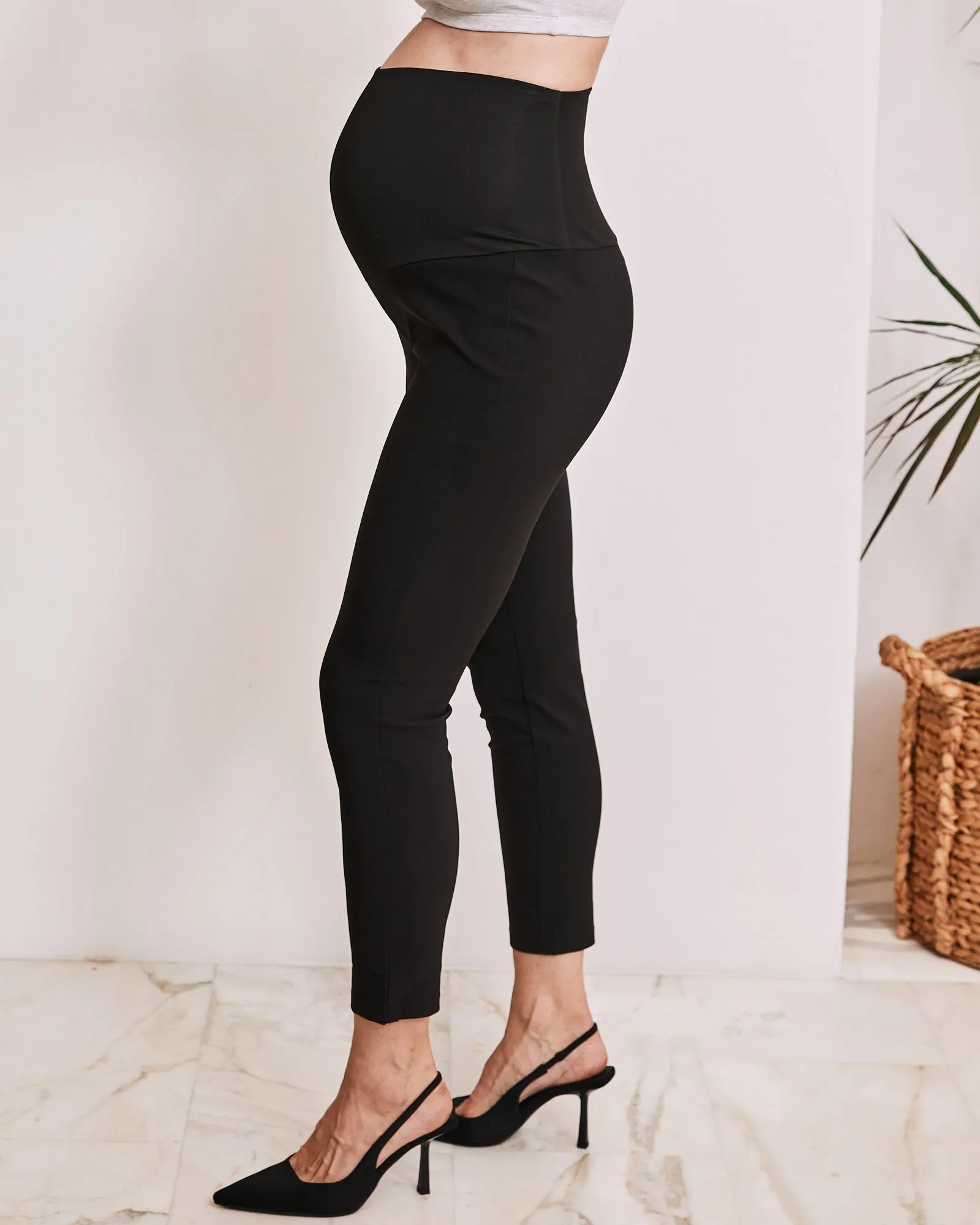 Skinny Fit Maternity Work Pants in Black