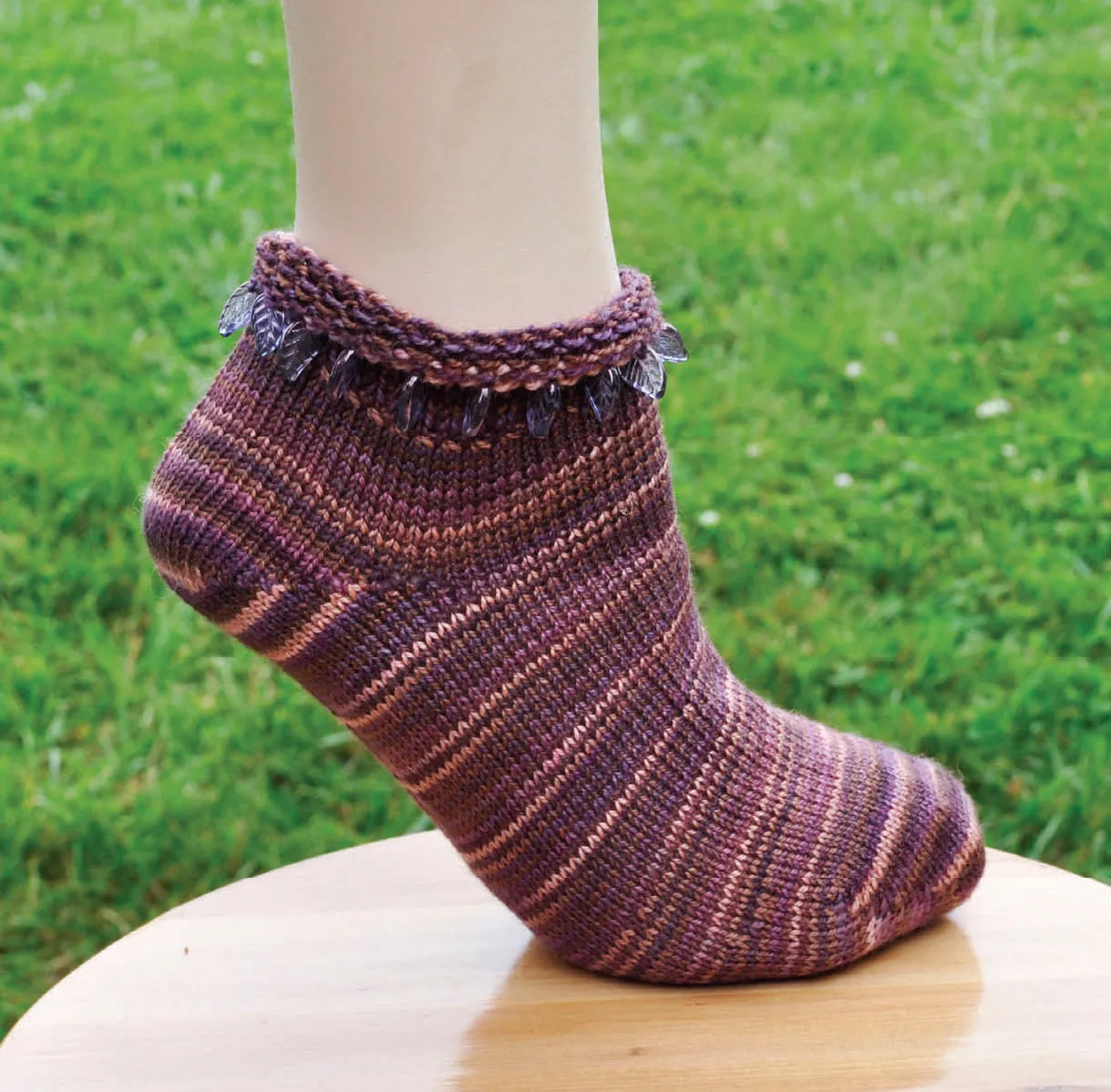 Sock Machine Sock Patterns - Beaded Leaf Top Socks