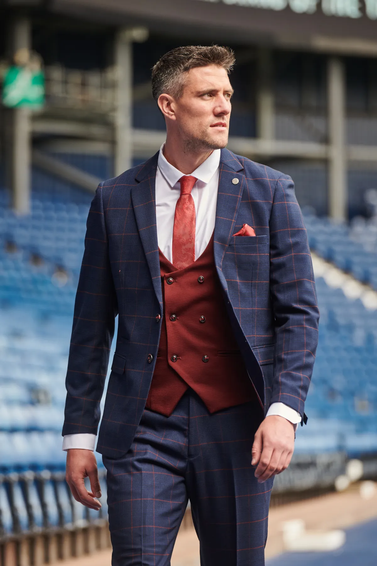 The WBA Collection - Edinson Navy & Wine Suit As Worn By Martin Kelly