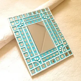 Turquoise Handcrafted Mud & Mirror Work Wall Mirror