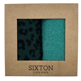 Turquoise Tokyo and leopard  sock box duo